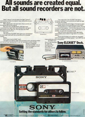 An Elcaset poster, showing you its relative size. Click to zoom in and read the marketing spiel!