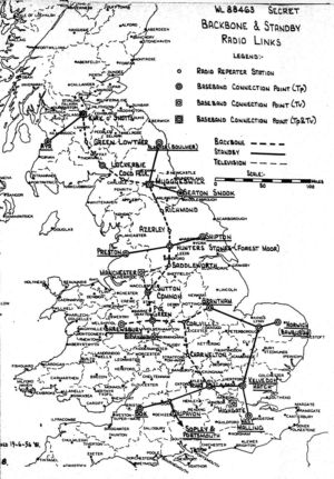 The UK's proposed microwave backbone in 1956.