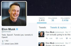 Elon Musk's updated Twitter profile. Tunnels are seemingly his next big thing.