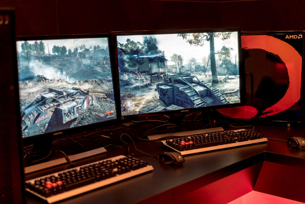 AMD gave press hands on with its <em>Battlefield 1</em> Ryzen cs. Broadwell-E comparison at CES.