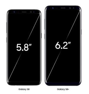 Galaxy S8 and S8+ size comparison.