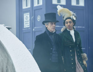 The Doctor looks dashing in top hat and tails.