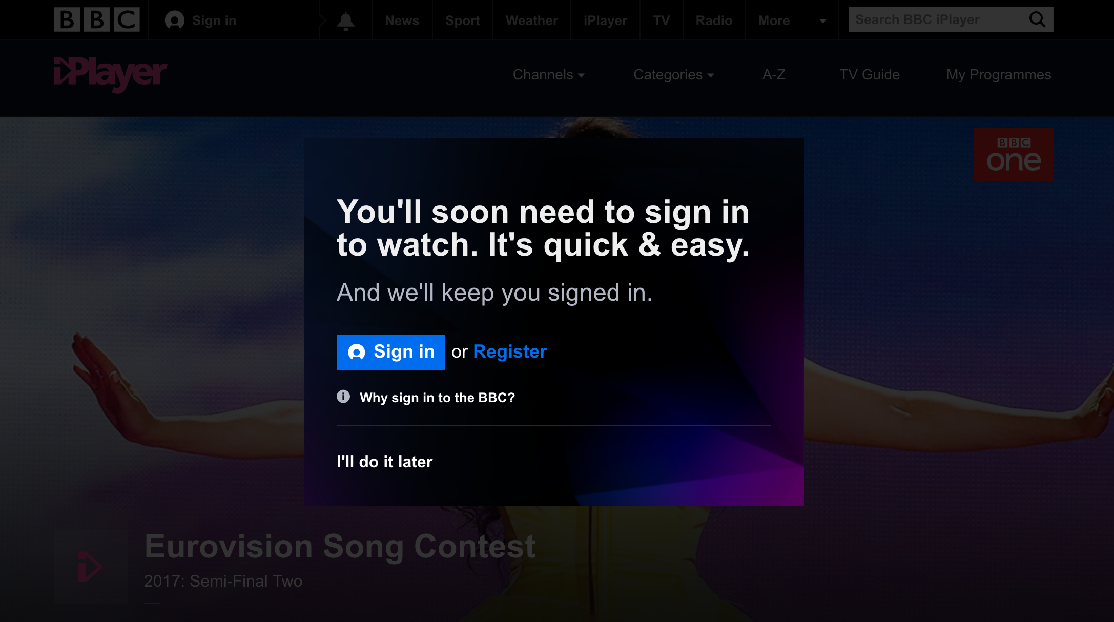 Bbc iplayer sign in